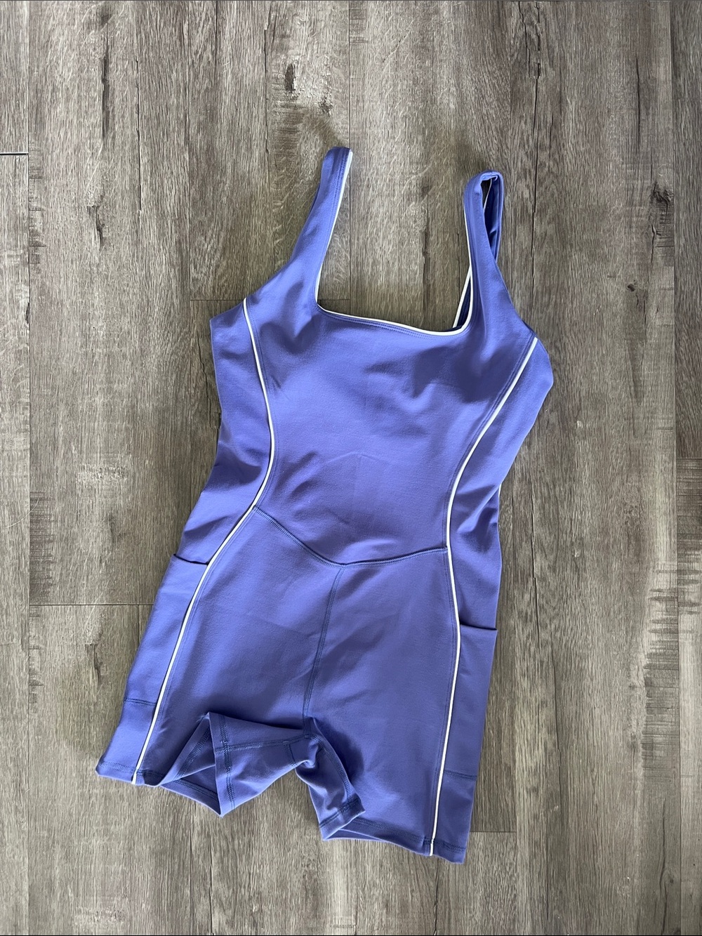 Fabletics Lavender PowerHold Sports Bra with White Trim